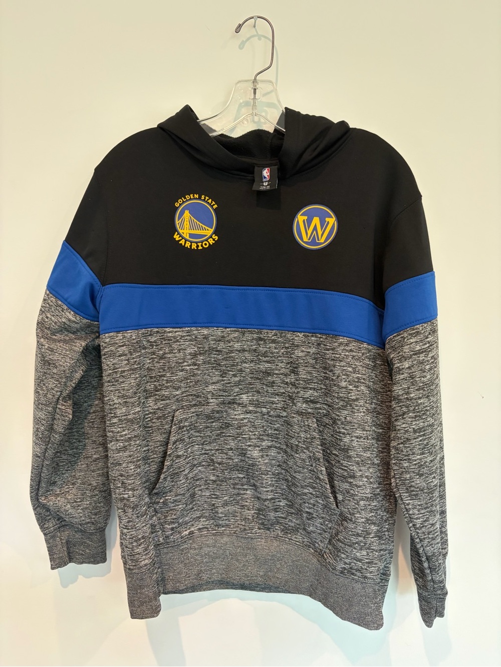 NBA Golden State Warriors Black, Gray & Blue Colorblock Pullover Hoodie
